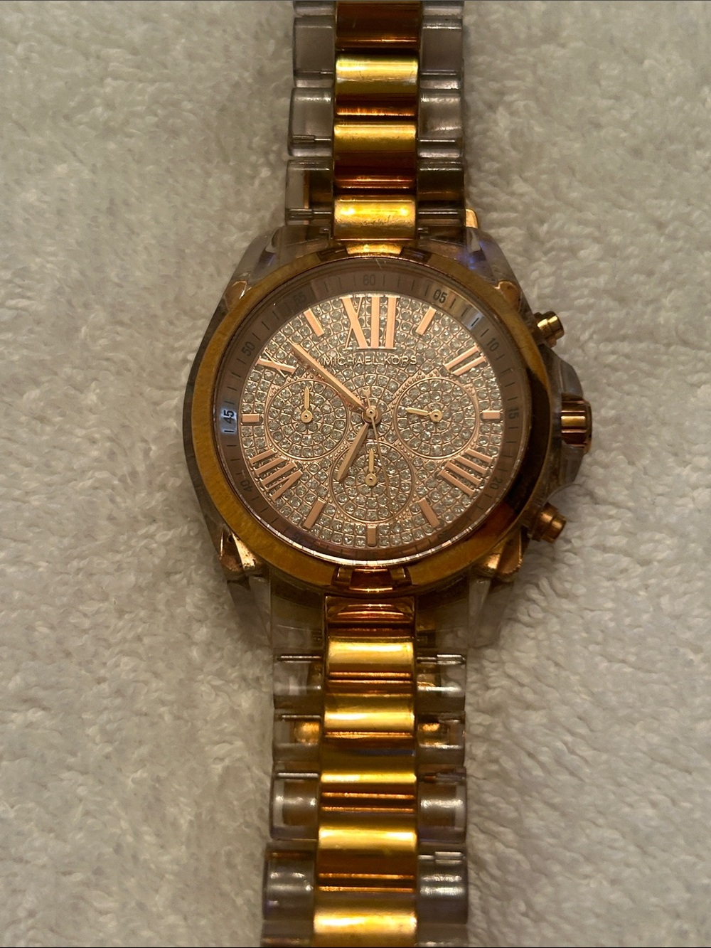 Michael Kors Rose Gold Crystal Dial Two-Tone Bracelet Watch